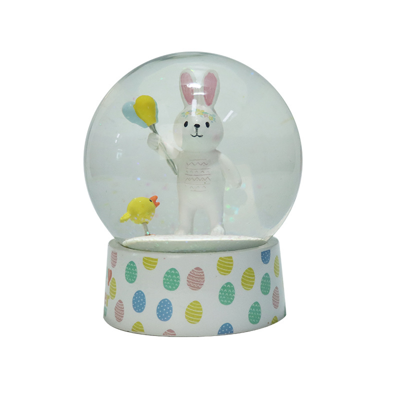 New Product Ideas 2024 Resin Crafts Decorated Easter Cute Animals Snow Globe resin rabbit figurine snow globe