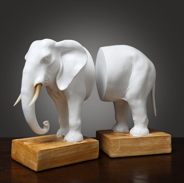 Resin Gifts Wholesale Crafts Creative Elephant Book End Figurine Home Desk Decoration Desktop Furnishing Article