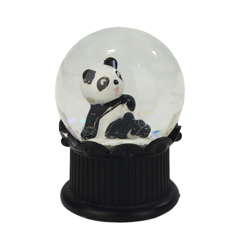 Custom Glass Ball Country Snow Globes Magnificent Ornament Souvenir Gifts Animal Figures Resin Panda Snow Ball Water Globe