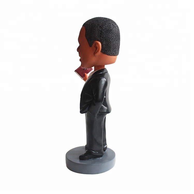 Custom wholesale personalized dashboard cartoon orator statue resin funny figurines craft dolls black bobbleheads cars decor