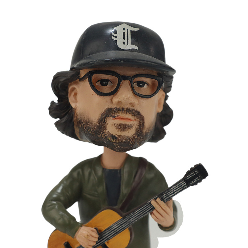 Custom Figurines Resin bobble Head Music Guitar  figurine Children's Home Desk Decor Gift resin bobblehead doll souvenir gift