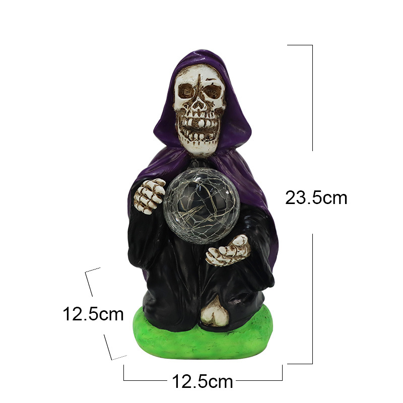 Custom figurine skeleton with solar light garden statue led Human skeleton figurine garden outdoor light Halloween decoration