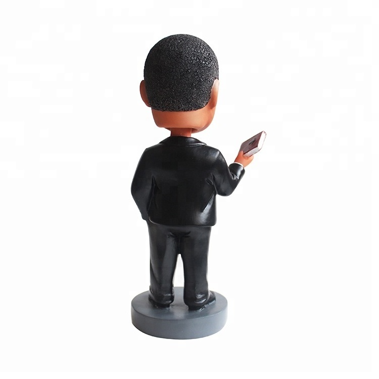 Custom wholesale personalized dashboard cartoon orator statue resin funny figurines craft dolls black bobbleheads cars decor