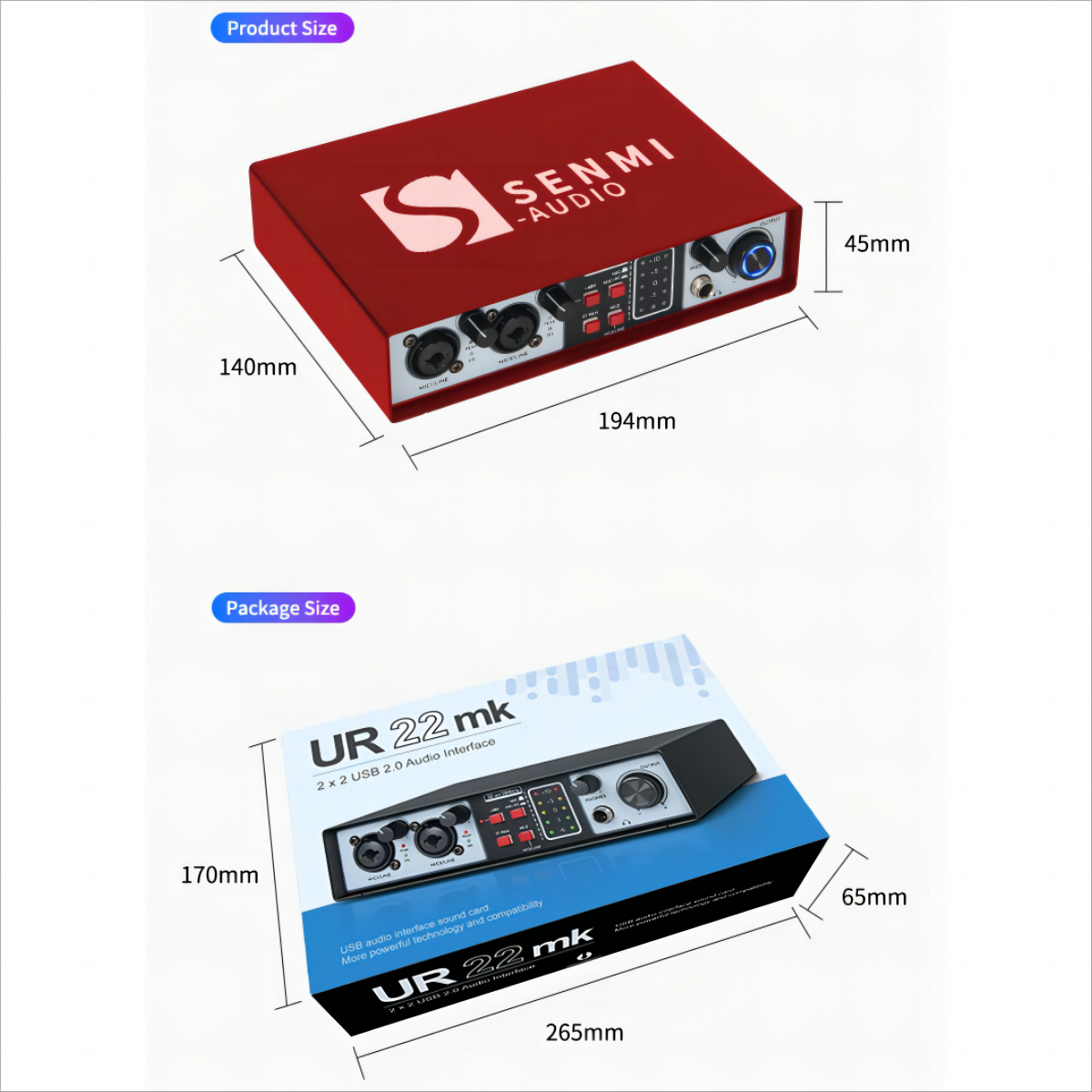 Gooermi UR22rR Professional Desktop USB Audio Sound Card 36bit 384kHz Audio Interface For Recording Streaming audio interface