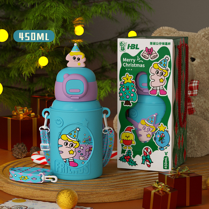 Goofit Wholesale Double Wall 316 Stainless Steel Cartoon Vacuum Flask Thermos Cup Insulated Kids School Water Bottle with Straw