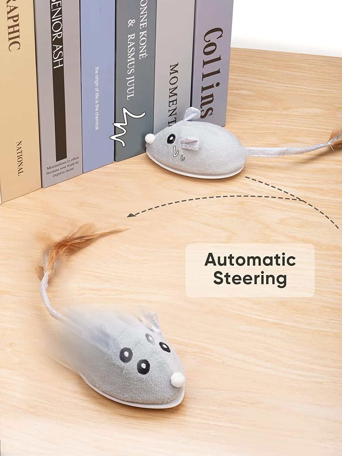 Petchain Cat Toys for Indoor Automatic Cat Mouse Toy with Feather Tail Kitty Toys with USB Charging