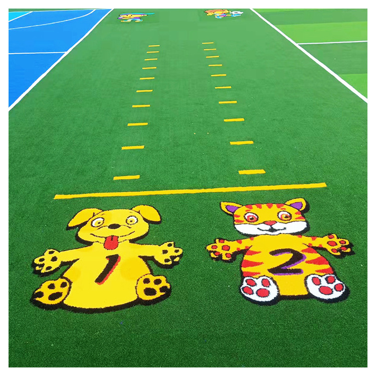 New Design Custom Fun game carpet Artificial Grass Pattern for child Physical Fitness