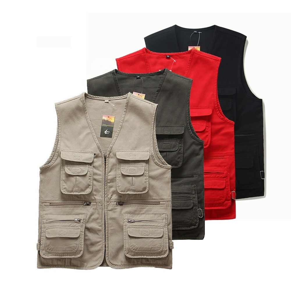 Men's Multi Pockets Cotton Cargoes Casual Vest Waistcoat For climbing fishing Hiking Journalist Photography Camping Vest