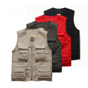 Men's Multi Pockets Cotton Cargoes Casual Vest Waistcoat For climbing fishing Hiking Journalist Photography Camping Vest