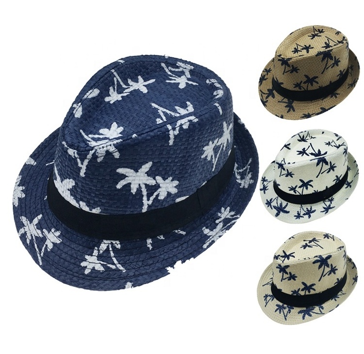 Unisex Paper Straw Fedora Hats Beach Summer Sun Mexico Sombreros Beach Sun visor cap Jazz Hat