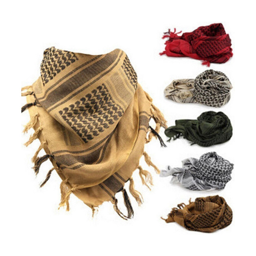 110x110cm Cotton Hiking Scarves Arab Tactical Scarf Shemagh Tassel for Men Women Bandana Scarf Tactical