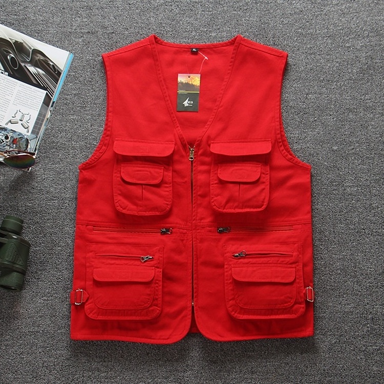 Men's Multi Pockets Cotton Cargoes Casual Vest Waistcoat For climbing fishing Hiking Journalist Photography Camping Vest