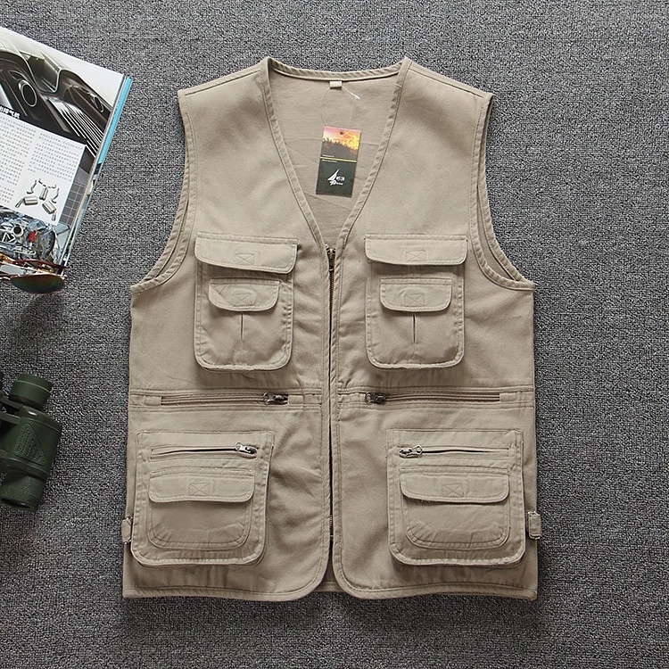 Men's Multi Pockets Cotton Cargoes Casual Vest Waistcoat For climbing fishing Hiking Journalist Photography Camping Vest