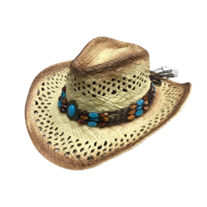 Handmade  Raffia Straw Cowboy Hat Mexico Sombreros Carbonization Hollowed Summer Beach Sun West Cowboy Hat