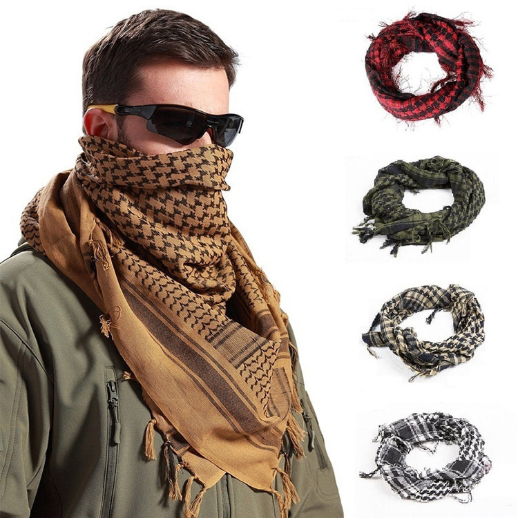 110x110cm Cotton Hiking Scarves Arab Tactical Scarf Shemagh Tassel for Men Women Bandana Scarf Tactical