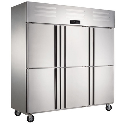 Commercial Fridge Freezer Kitchen 6 Door Stainless Steel Refrigerator Upright Refrigerator Vertical Glass Freezer