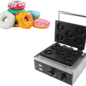 Commercial Electric Donut Maker 5 Holes Double Sides Heating Donut Maker Machine, 0-5 Minutes Timer Thickened Models