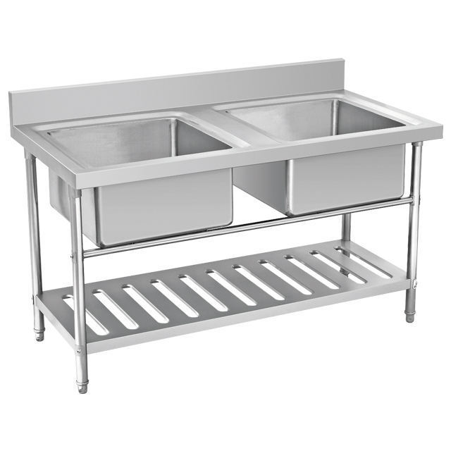 3 sink Stainless Steel table Commercial  kitchen sink bench for washing vegetables, fruits, dish work bench for sale