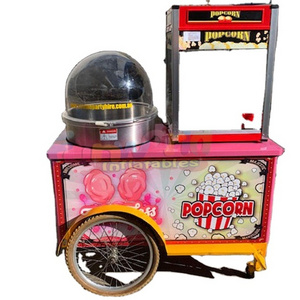 Street food candy cart display stand Cotton candy cart Popcorn cart trolley with big and universal wheel