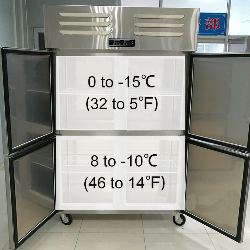 Commercial Fridge Freezer Kitchen 6 Door Stainless Steel Refrigerator Upright Refrigerator Vertical Glass Freezer