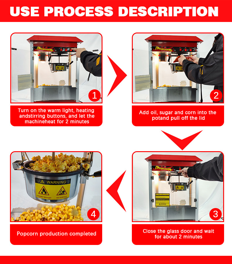 Commercial Popcorn Machine Electric Popcorn vending machine  automatic Theater Style popcorn making machine