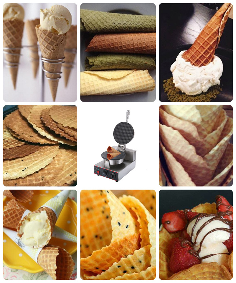 Commercial Ice Cream Cone Machine Waffle Maker 220V Electric Stainless Steel Egg Roll Mold Nonstick Waffle Cone and Bowl Maker