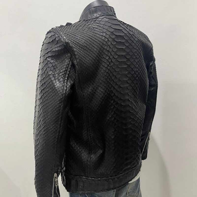 2024 New Custom Print Oem Men Leather Jacket Men Pu Cow Sheepskin Snake Python Leather jacket