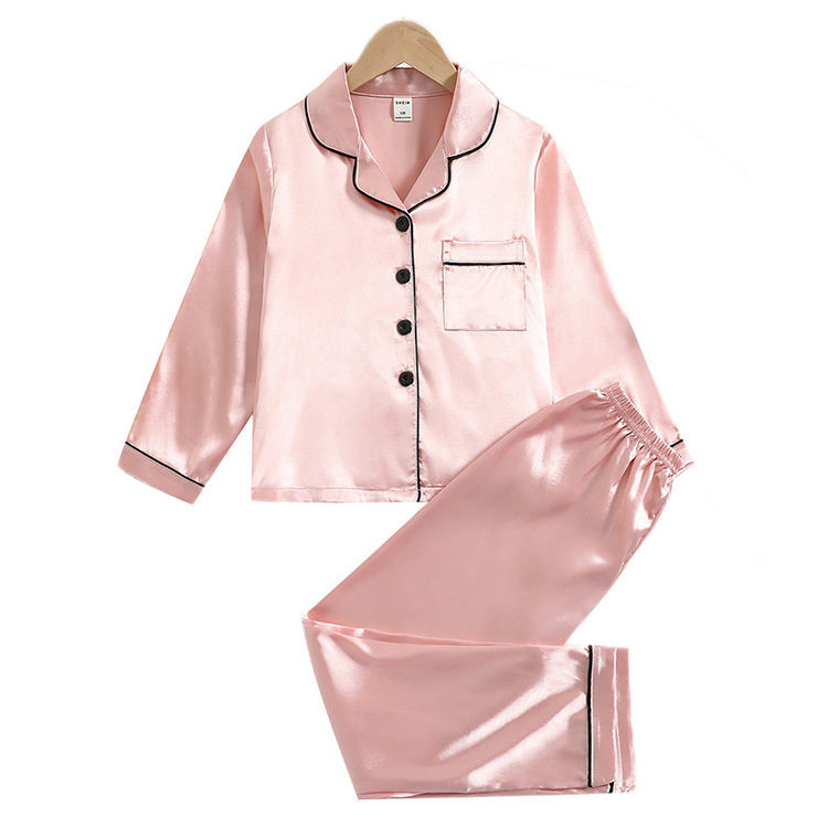 Oem Service Breathable Pajama For Kids Girls Set Satin Pj Set For Bulk Wholesale Kids Pajamas