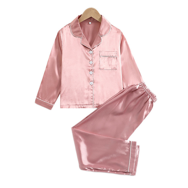 Oem Service Breathable Pajama For Kids Girls Set Satin Pj Set For Bulk Wholesale Kids Pajamas