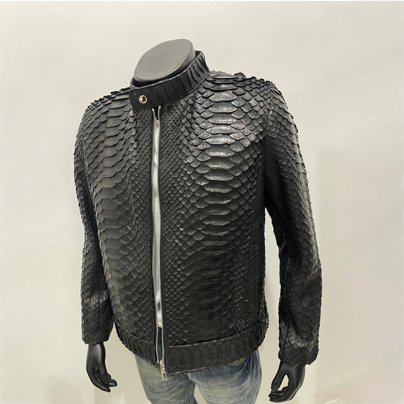 2024 New Custom Print Oem Men Leather Jacket Men Pu Cow Sheepskin Snake Python Leather jacket