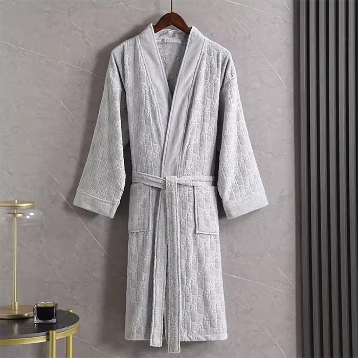 Home Durable With Embroidery Luxury Hotel Cotton Bathrobe Terry Hotel Robe Bathrobe