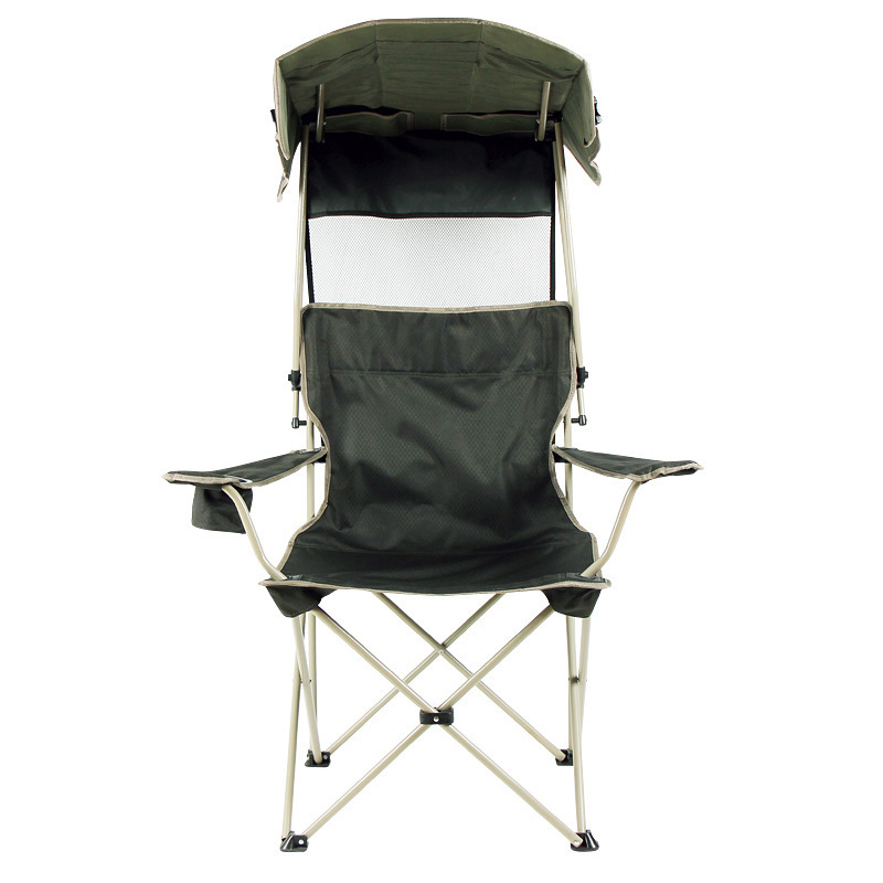 With Sunshade Portable Aluminum Frame Gray Recliner Folding Beach Backrest Shed Camping Fishing Outdoor Chairs//