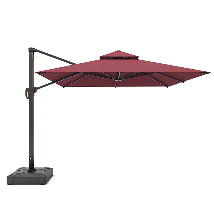 10 FT Patio Offset umbrellas with 360,Solar Powered LED umbrellas for Outdoor Hanging/