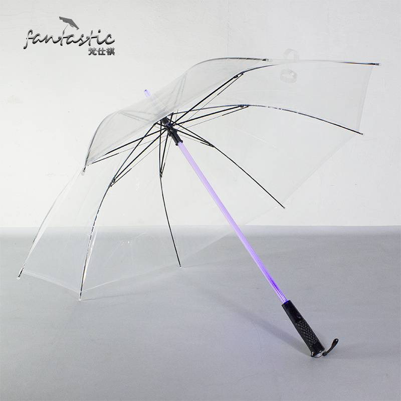 Wholesale Battery  Change Led Paris Transparent Plastic Clear Umbrella