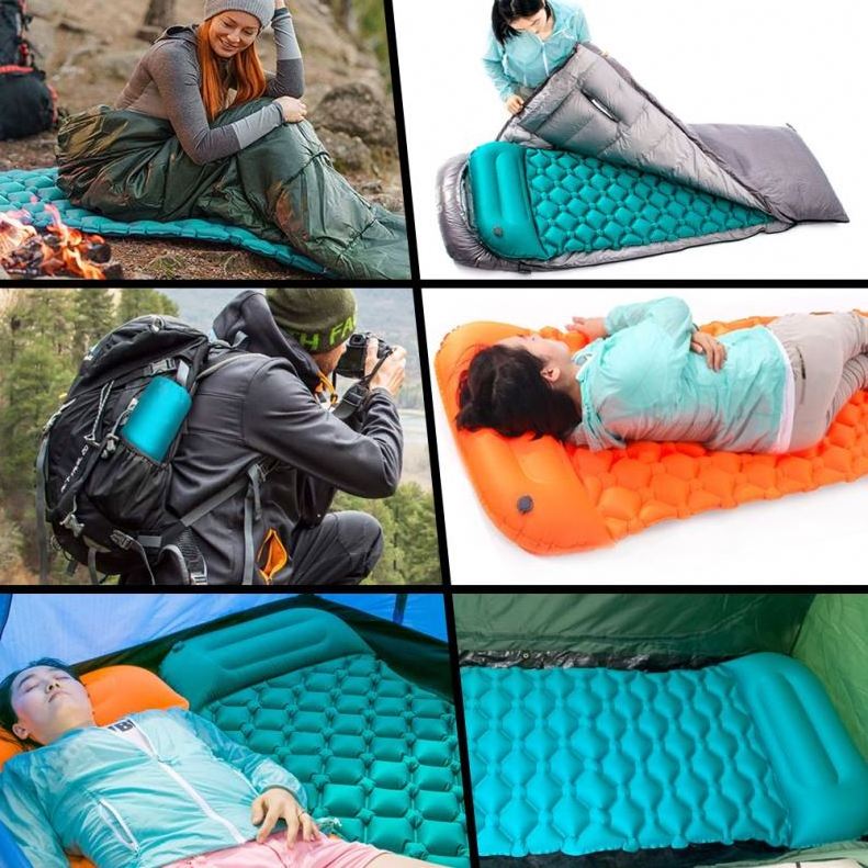 Hiking Travel Inflatable Hammock Tpu Insulated Folding Sleeping Bag Foldable Ultra Light Soft Camping Mat Mattress//