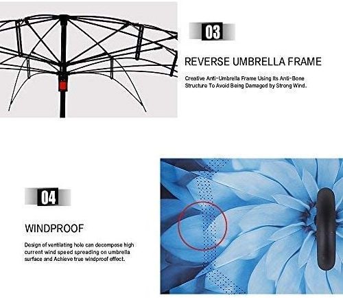 Customized Logo Creative Double-Layer C-Shaped Hand-Free Long Handle Reverse Umbrellas//