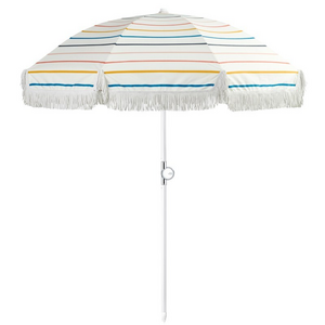 Big Shelter Umbrella Supplier Colorful Fringe Print Outdoor Beach Umbrella With Tassels//