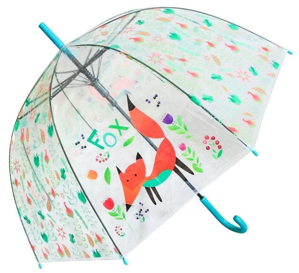 Long Handle OEM Dome Clear Kids Bubble Umbrella POE PVC Children Transparent Umbrella With Custom Logo Printing For Women \\