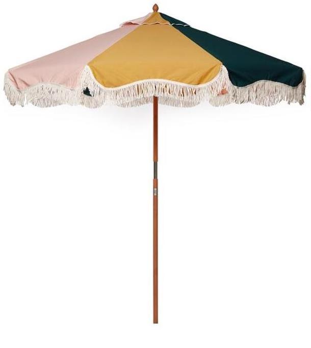 Custom Luxury Parasol Wooden Pole Canvas Tassels Diameter 2.2M Outdoor Garden Market Umbrella Wholesale