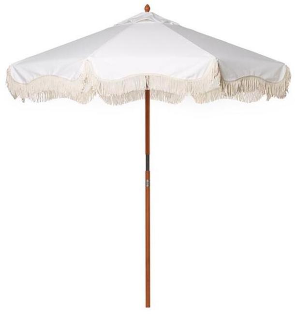 Custom Luxury Parasol Wooden Pole Canvas Tassels Diameter 2.2M Outdoor Garden Market Umbrella Wholesale