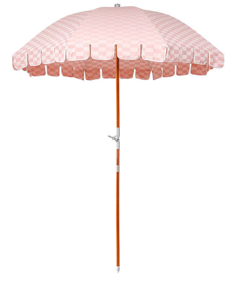 Wholesale Premium Sunshade Custom Printed Outdoor Light Weight Dusty Pink Check Beach Umbrella