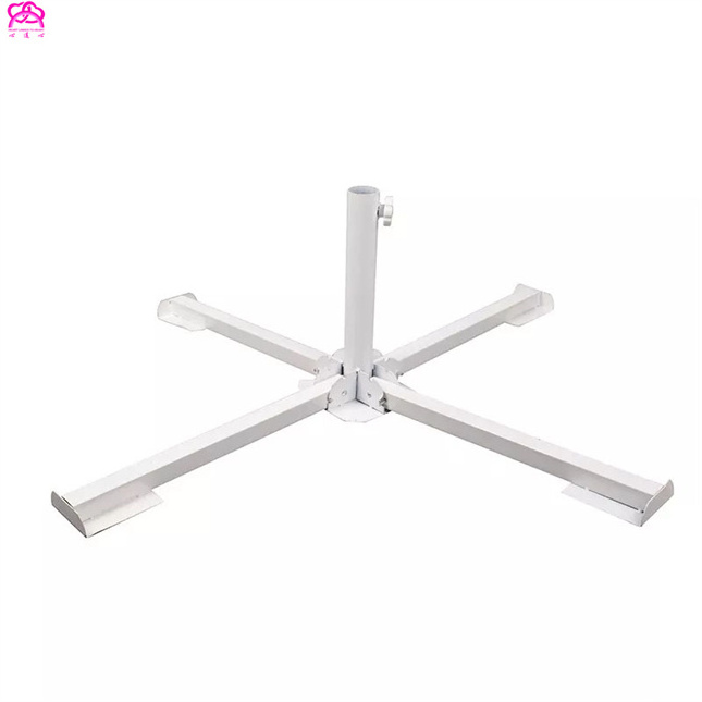 Wholesale White / Black Outdoor Foldable Metal Steel Garden Beach Parasol Umbrella Stand Base,cross base for beach /garden patio