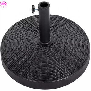 Wicker Resin Black Outdoor Patio Umbrella Base Metal Heavy Duty Stand for Garden Courtyard Poolside,  garden umbrella base.