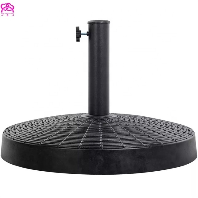 Wicker Resin Black Outdoor Patio Umbrella Base Metal Heavy Duty Stand for Garden Courtyard Poolside,  garden umbrella base.