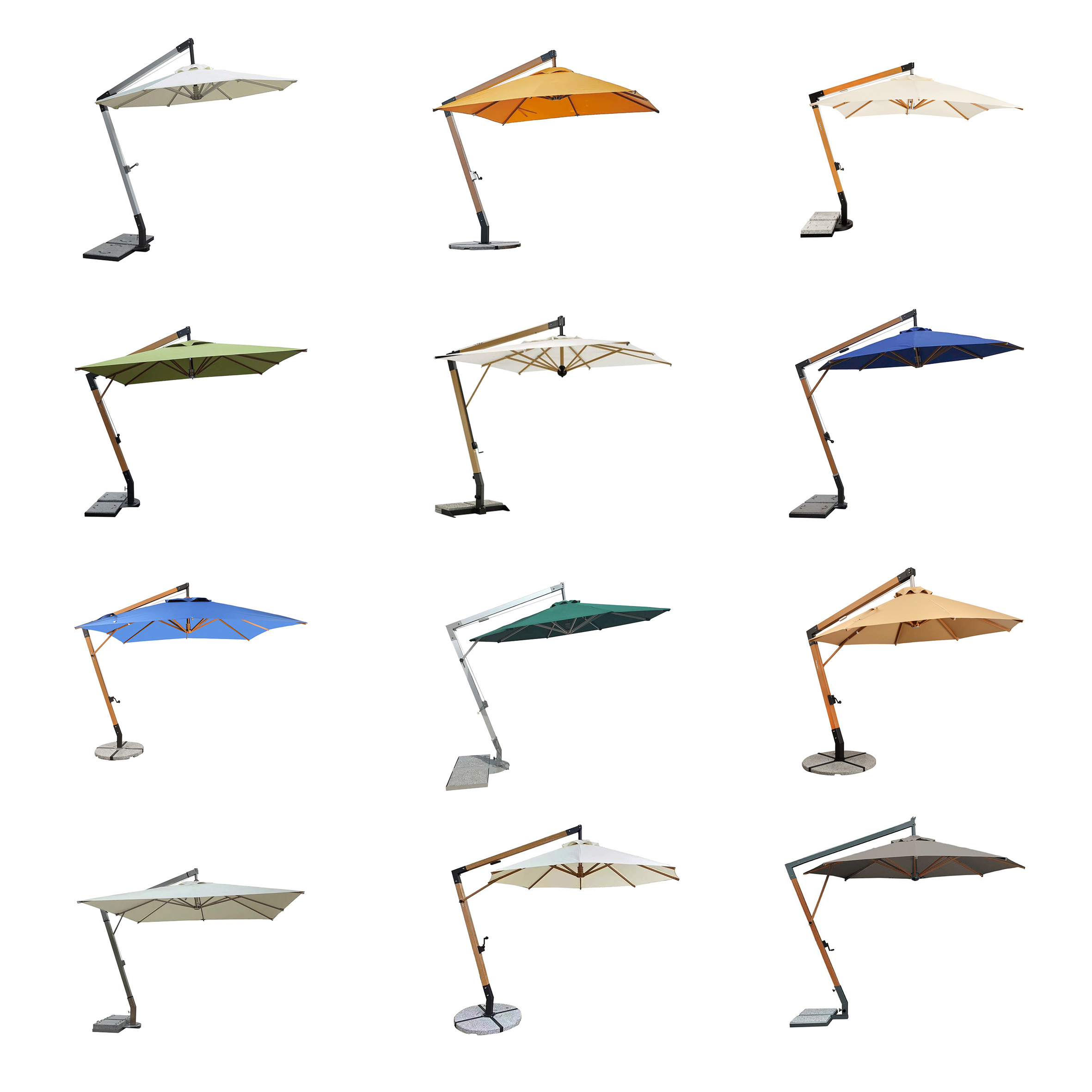 Outdoor Sunshade umbrellas Large 7Shaped Aluminum umbrellas,umbrellas with Wood Grain Design for Gardens and Beaches/