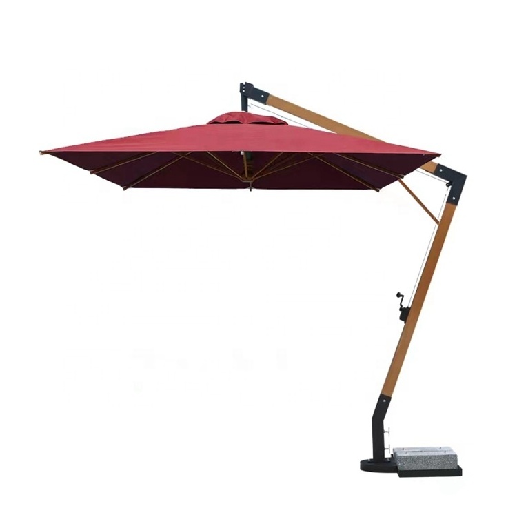 Outdoor Sunshade umbrellas Large 7Shaped Aluminum umbrellas,umbrellas with Wood Grain Design for Gardens and Beaches/