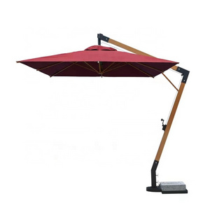 Outdoor Sunshade umbrellas Large 7Shaped Aluminum umbrellas,umbrellas with Wood Grain Design for Gardens and Beaches/