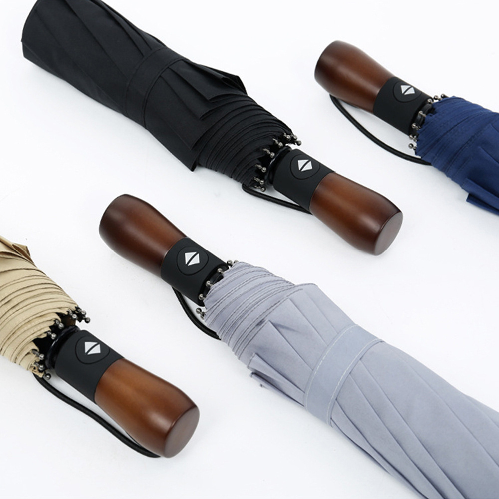 Stylish simplicity mens automatic open close,Umbrellas wooden handle folding Umbrellas with custom logo/