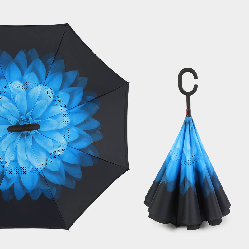 New Design Reverse Close Inverted Folding,Umbrellas 23 inch 8 ribs With Shoulder Strap Sleeve/