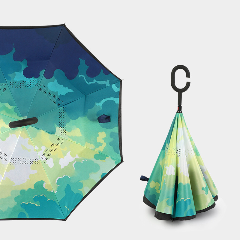 New Design Reverse Close Inverted Folding,Umbrellas 23 inch 8 ribs With Shoulder Strap Sleeve/